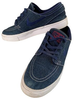 Nike Zoom Stefan Janoski Canvas Binary Blue Denim Skate Shoes Mens 6 Womens 7.5